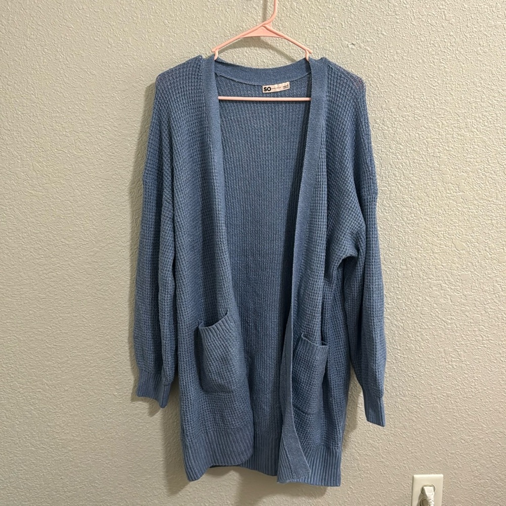 SO Blue Knit Cardigan Sweater Large